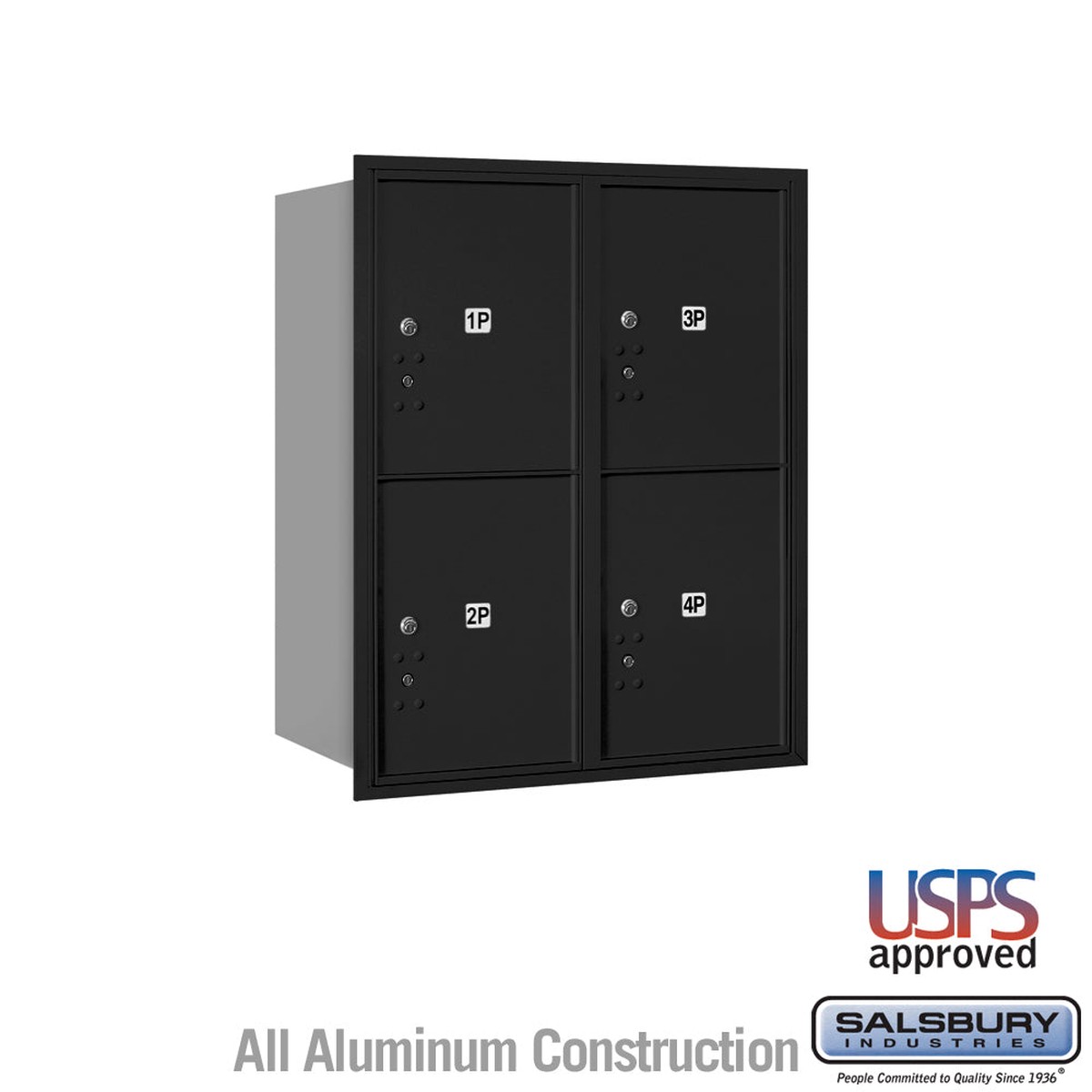 10-Door High Recessed Mounted Parcel Locker with 4 Parcel Lockers - Black, Rear Loading