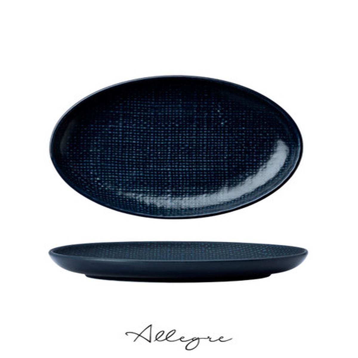 10.75 in. Oval Dinner Plate/ Serving Plate for 2 to 3 Persons - Knit Navy Blue