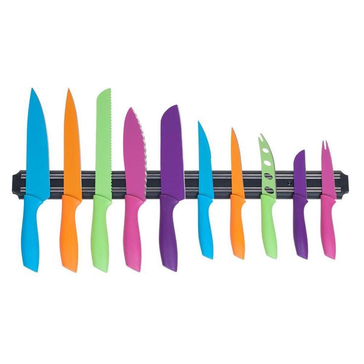10-Piece Colorful Stainless Steel Culinary Knife Set with Magnetic Bar