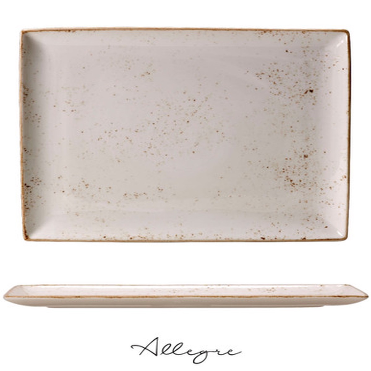 13.5in. L x 10.63in. W Rectangle Serving Plate for 6 to 8 Persons - Speckled White