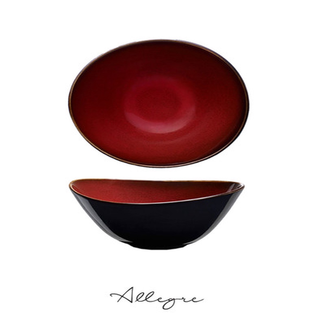 1.2 L Ovalish Serving Bowl for 3 to 4 Persons 9 in. - Rustic Crimson