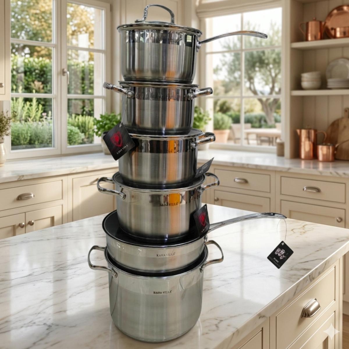 12 Piece Stainless Steel Cookware stock pot Set