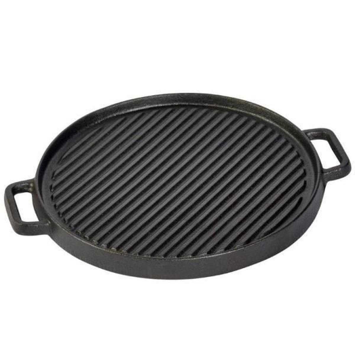 12 in. Pre-Seasoned Cast Iron Round Reversible Grill/Griddle with 2-Side Handles Non-Stick