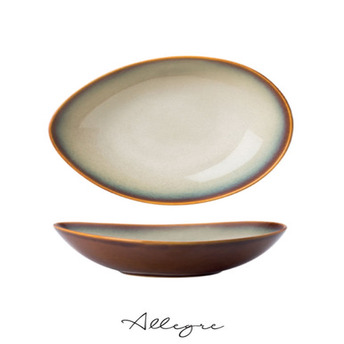 11 in. Ovalish Shallow Serving Bowl for 6 to 8 Persons 1.1 L - Rustic Sama