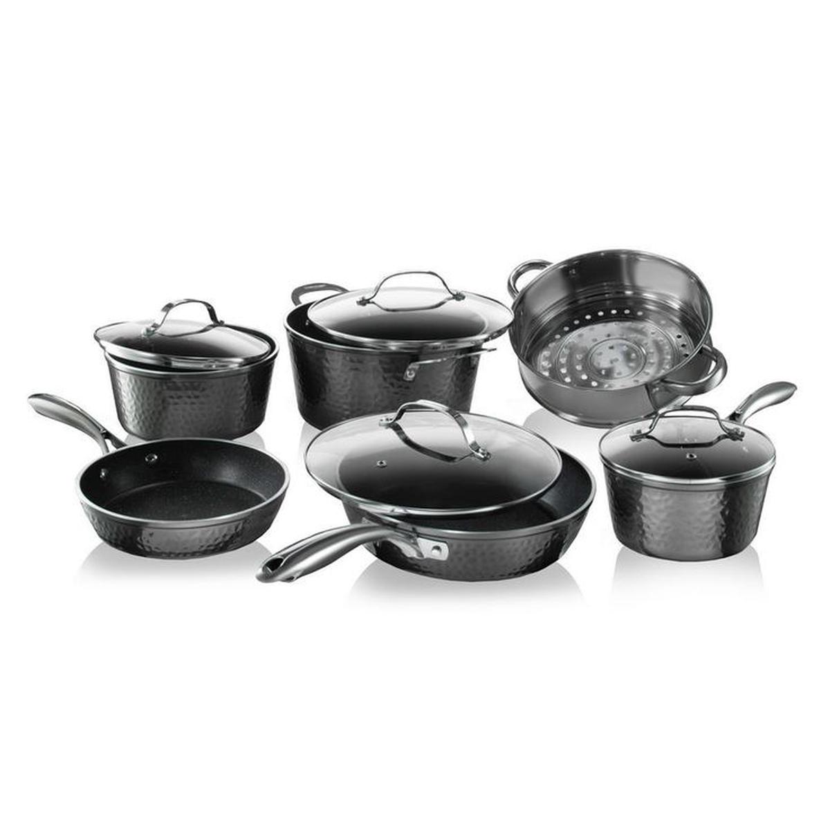 15-Piece Aluminum Hammered Ultra-Durable Non-Stick Diamond Infused Cookware and Bakeware Set