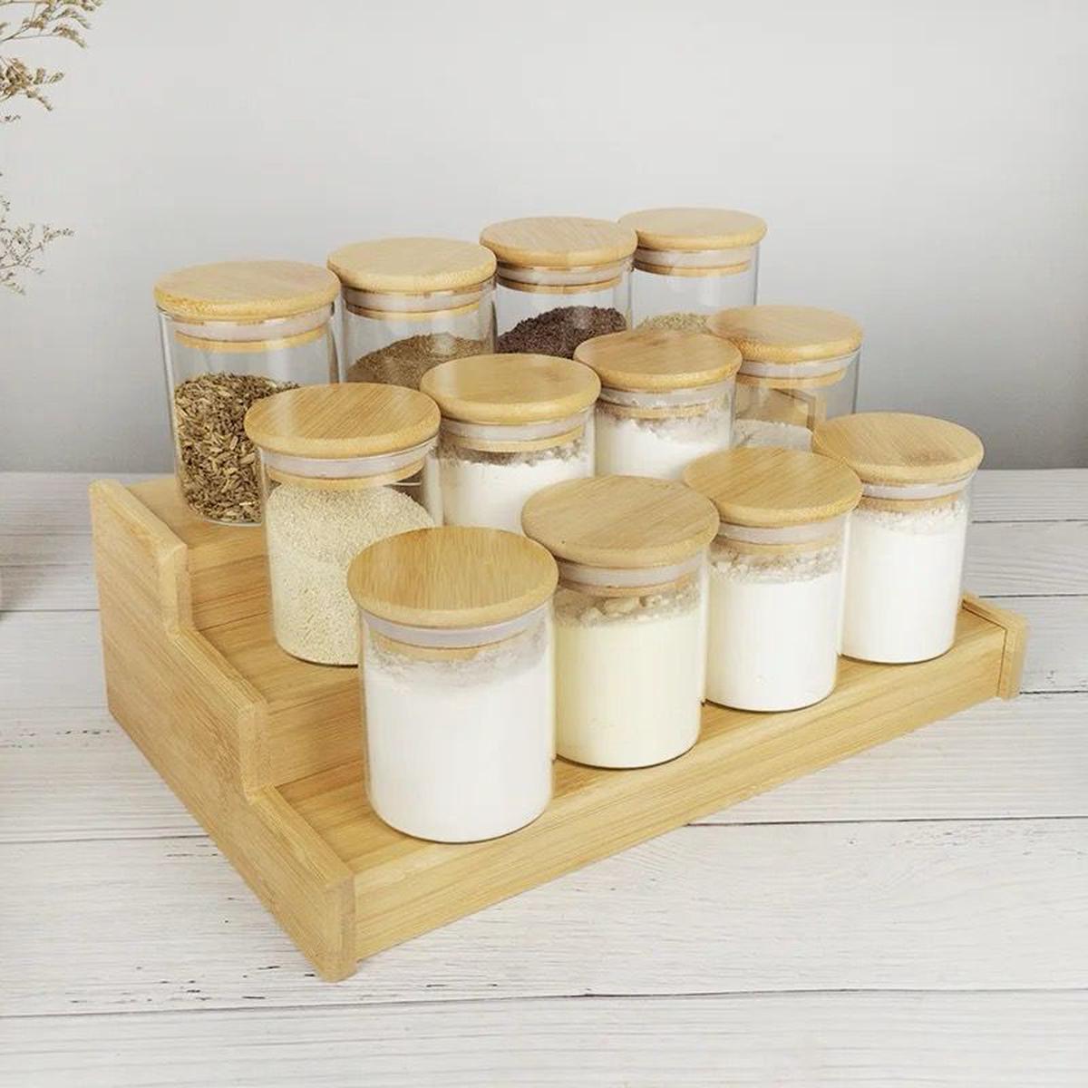 12Pcs Glass Spice Jars with Stand