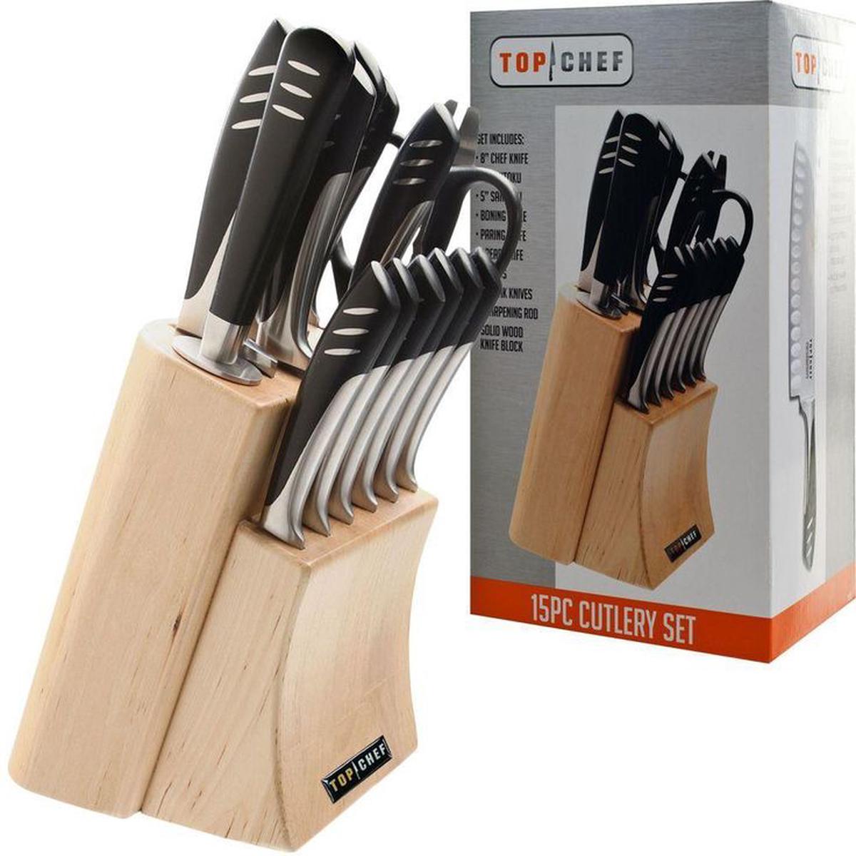 15-Piece Knife Set in Stainless Steel