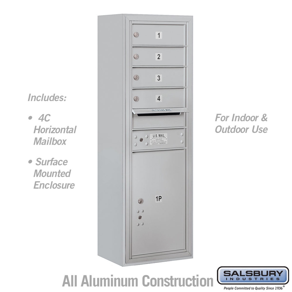 11 Door High Surface Mounted 4C Horizontal Mailbox with Parcel Locker in Aluminum