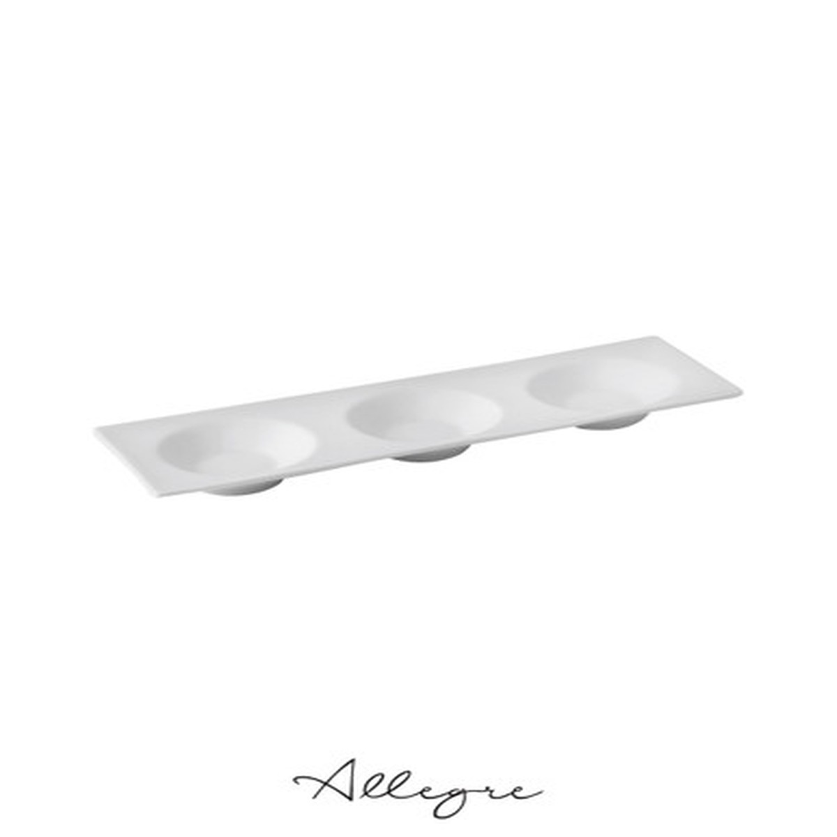 11.8 in. L x 3.7 in. W Rectangle Three-Round Compartment Dish - Buffet