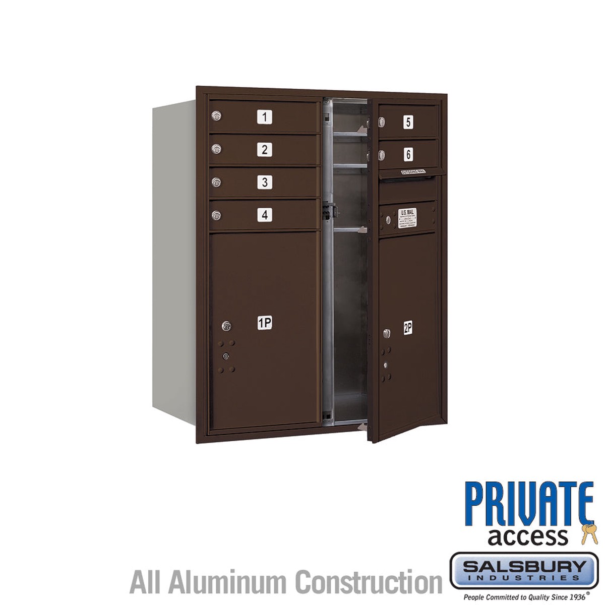 10 Door High Recessed Mounted Mailbox with Parcel Lockers - Bronze