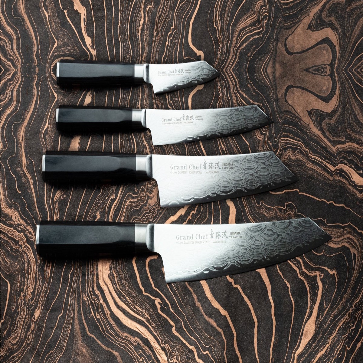 Sakai Takayuki Grand Chef Seigaiha 4 Piece Knife Set