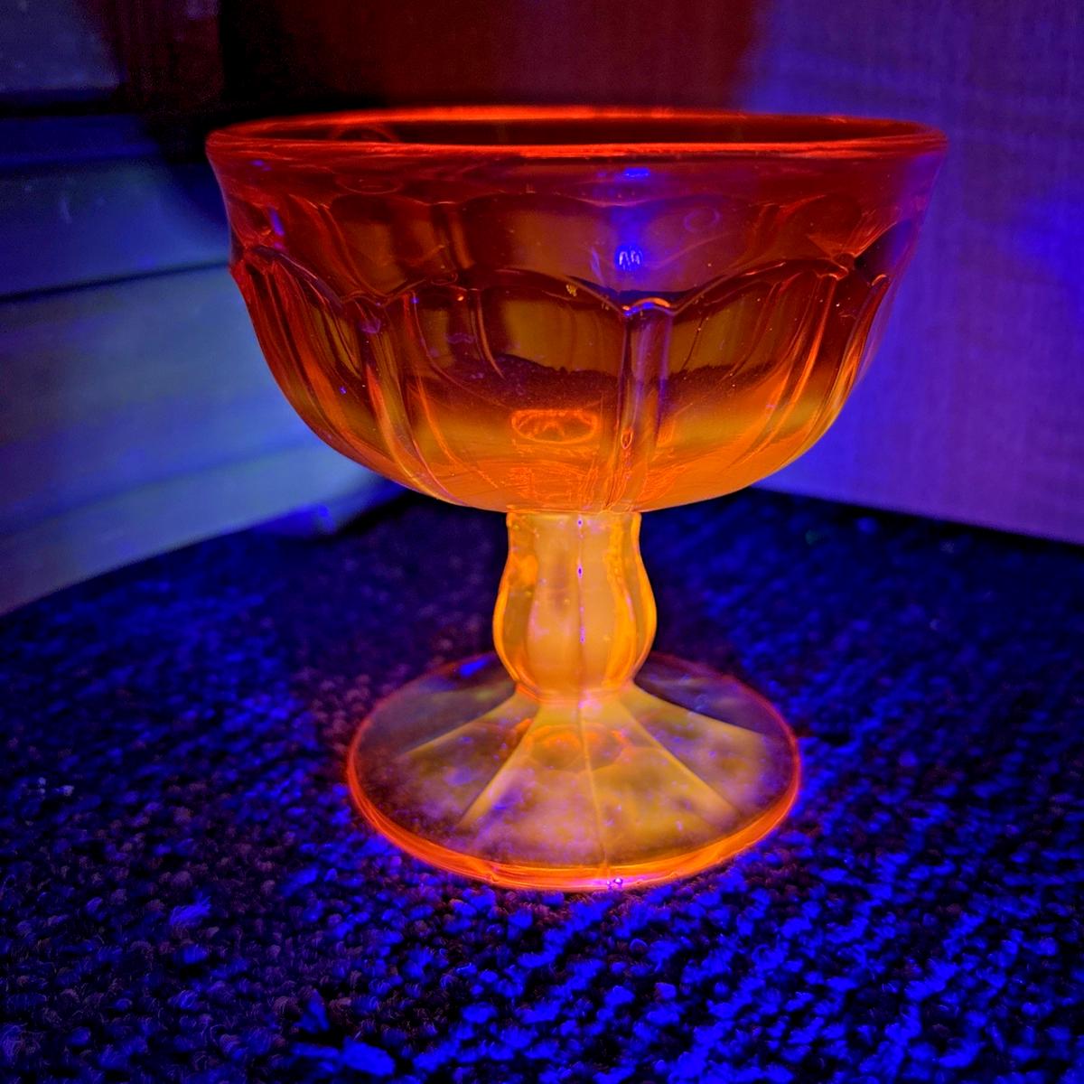Noritake Provincial Orange Dessert Bowl Pressed Glass Japan It Glows! Selenium