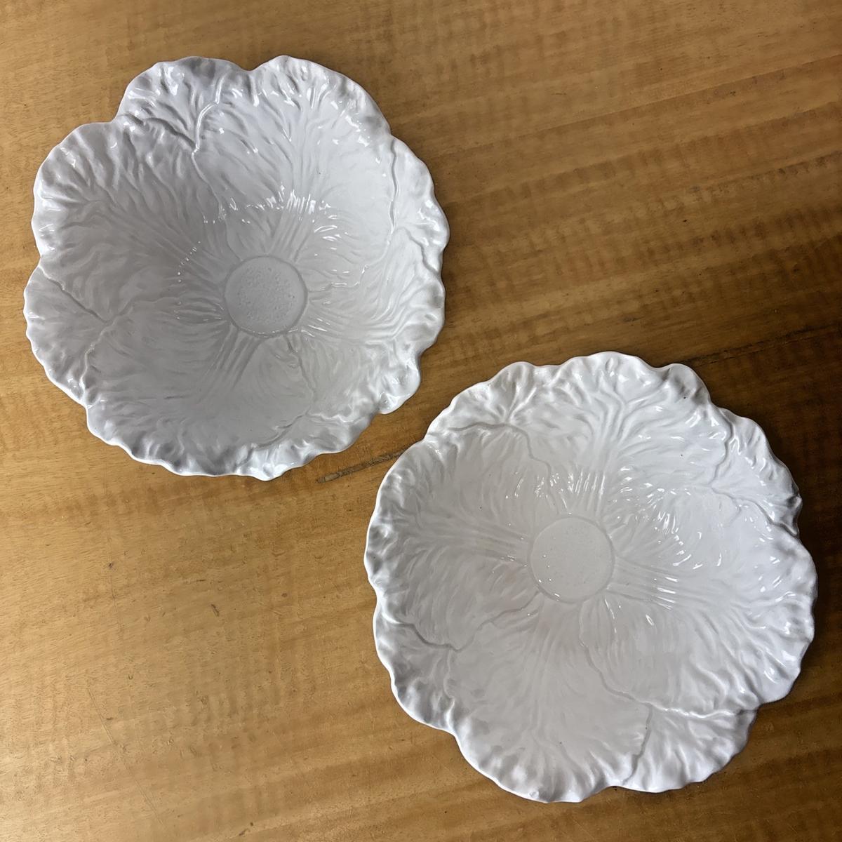 Set of 2 OCI White Cabbage Bowl / Bowls Serving Dish