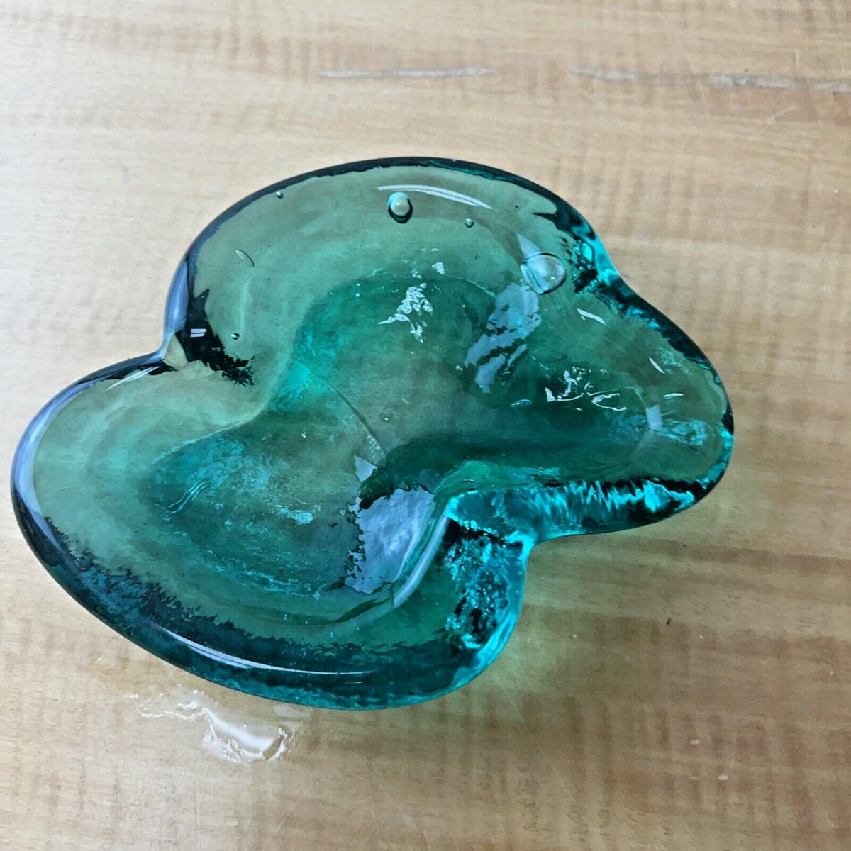 Vintage Blenko Biomorphic Amoeba Mid Century Modern Bowl in Blue 8.5" x 6.25"