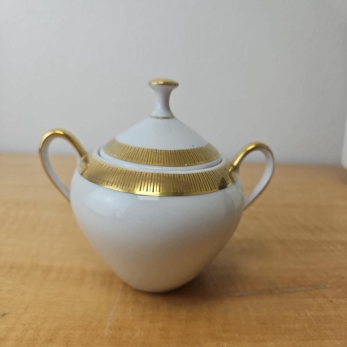 Bavaria Bareuther SUGAR BOWL Gold Trim Rare 1950s Vintage