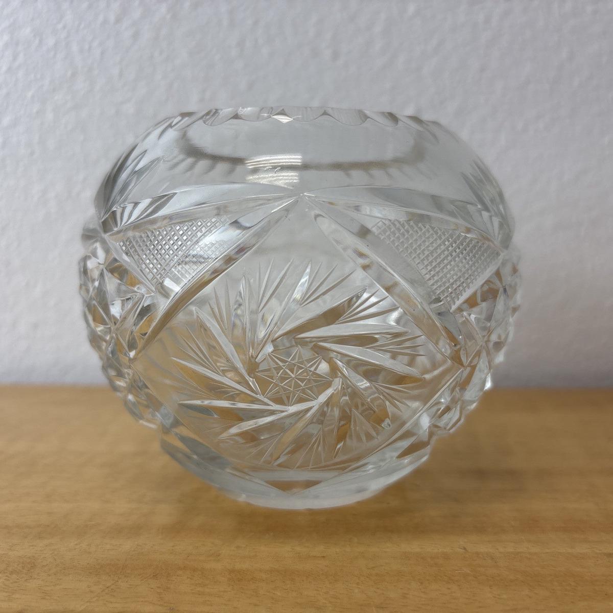 Vintage Bohemian Glass Crystal Cut Bowl