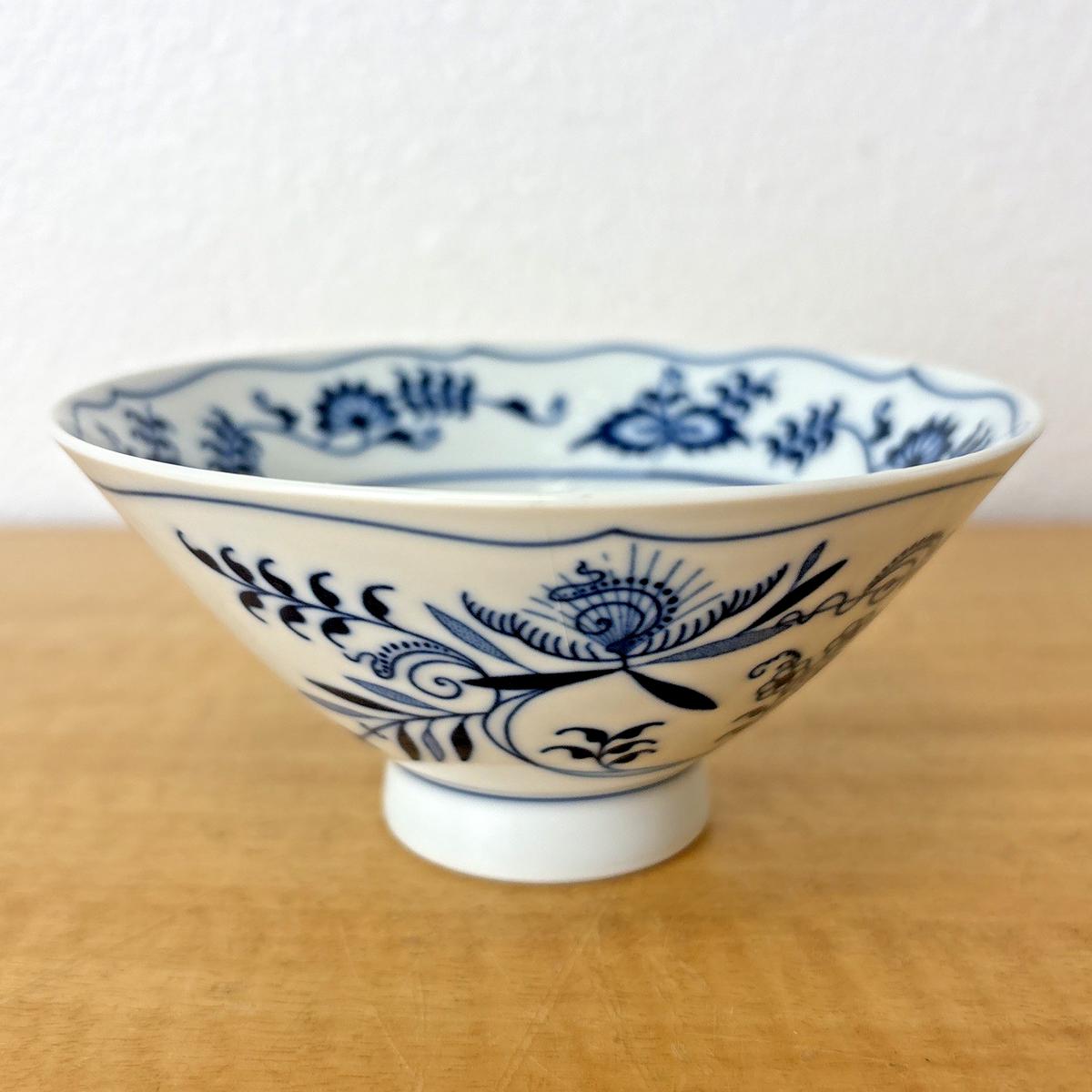 Vintage Blue Danube Onion Banner Mark Japan Footed Rice Bowl