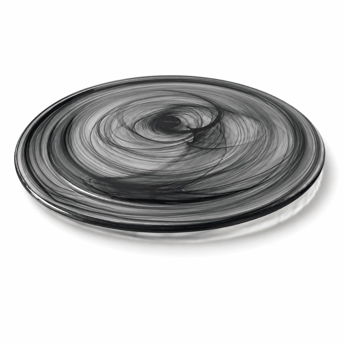 ArdaCam - Atlas Flat Round Plate - 32.5cm - Black Alabaster - Glass
