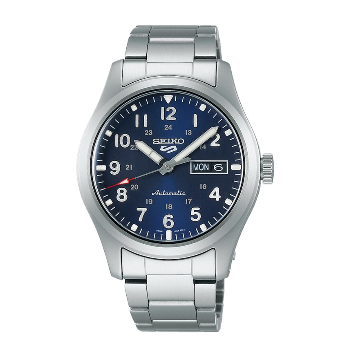 SEIKO 5 BLUE DIAL WITH ARABIC NUMBERS SILVER STEEL 394MM 8211 SRPG29K1Q