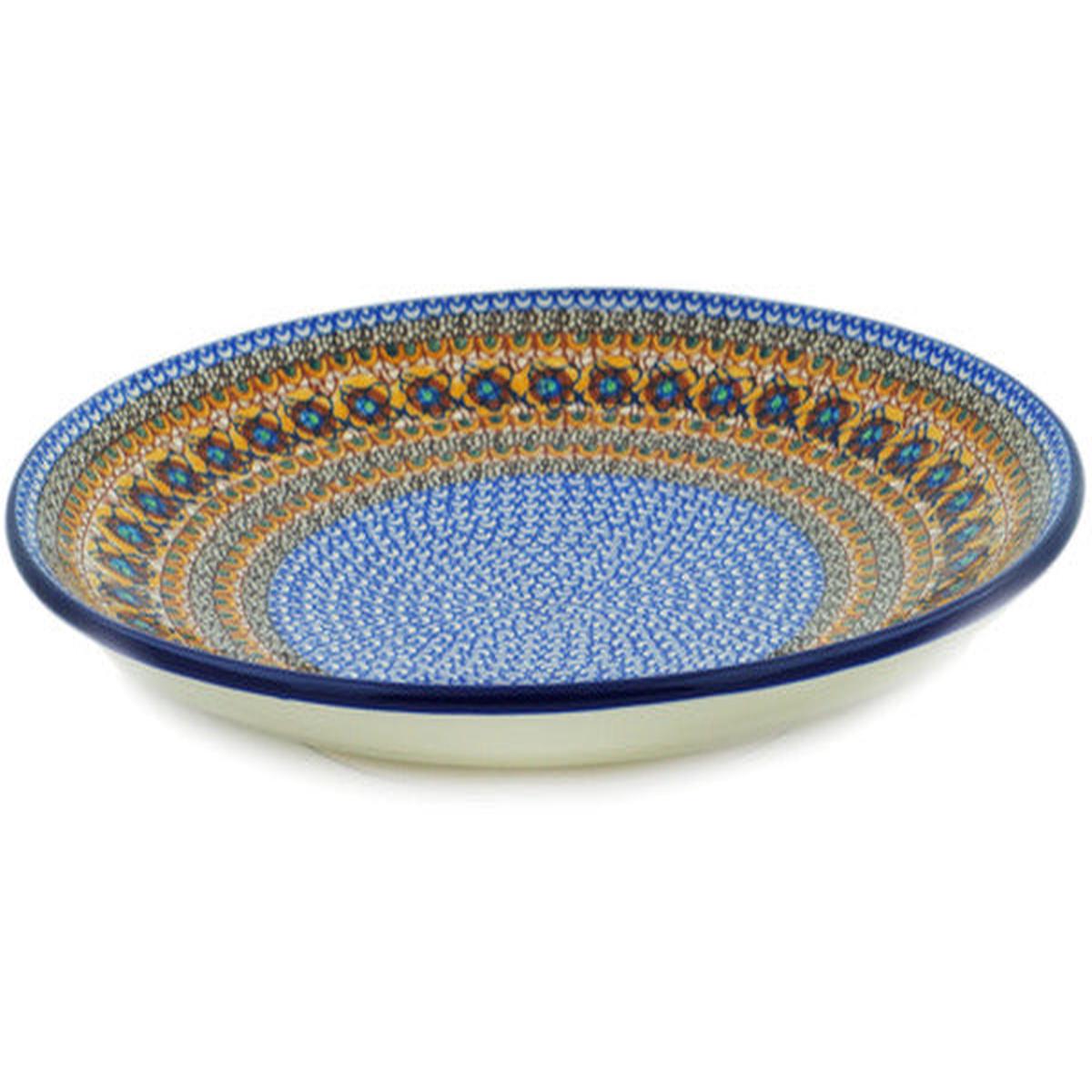 Polish Pottery 14" Platter Brown Mardi Gras UNIKAT