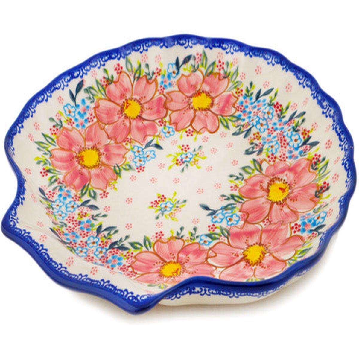11" Fluted Shell Shaped Platter 11" Aster Theme UNIKAT