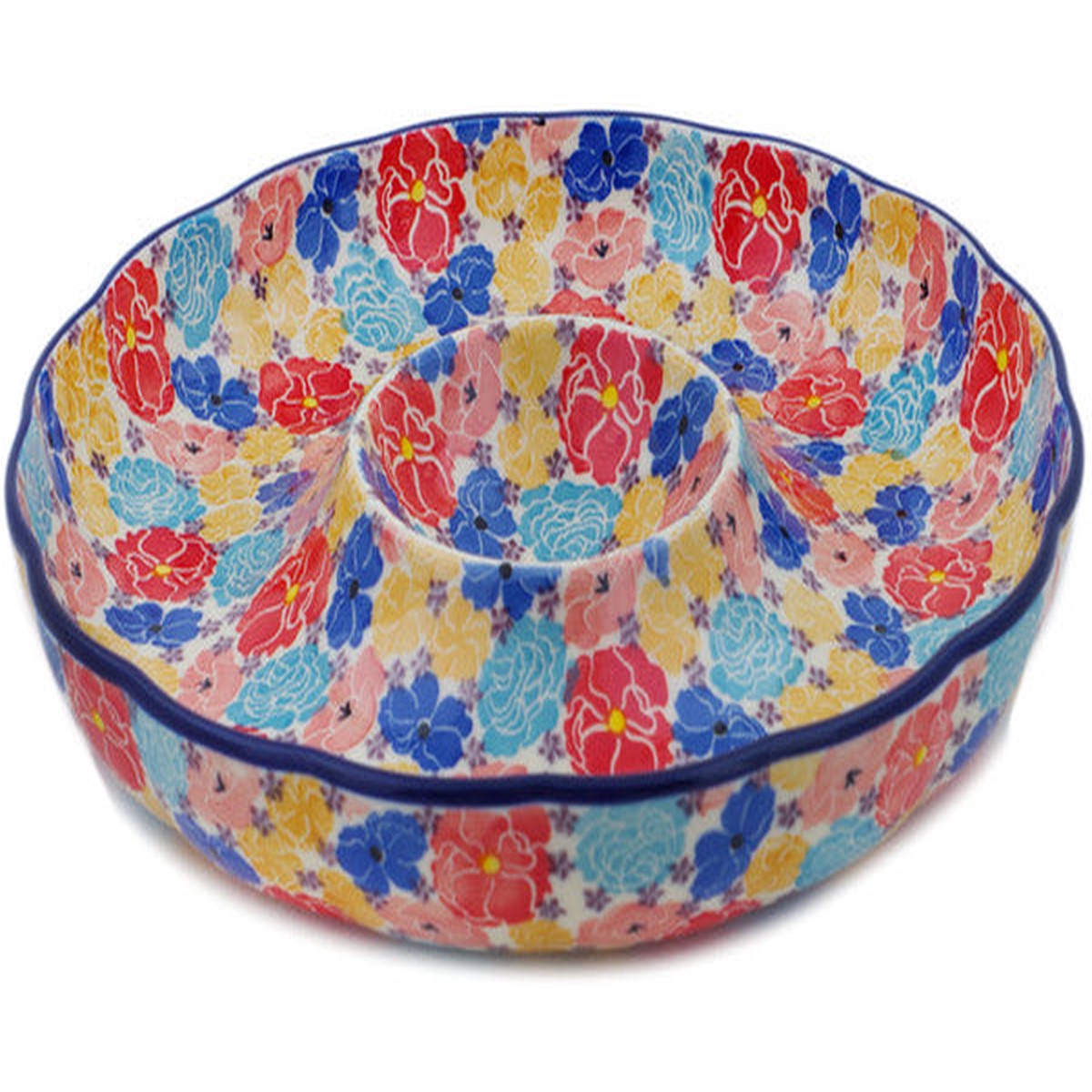 Polish Pottery 12" Chip and Dip Platter Outstanding UNIKAT