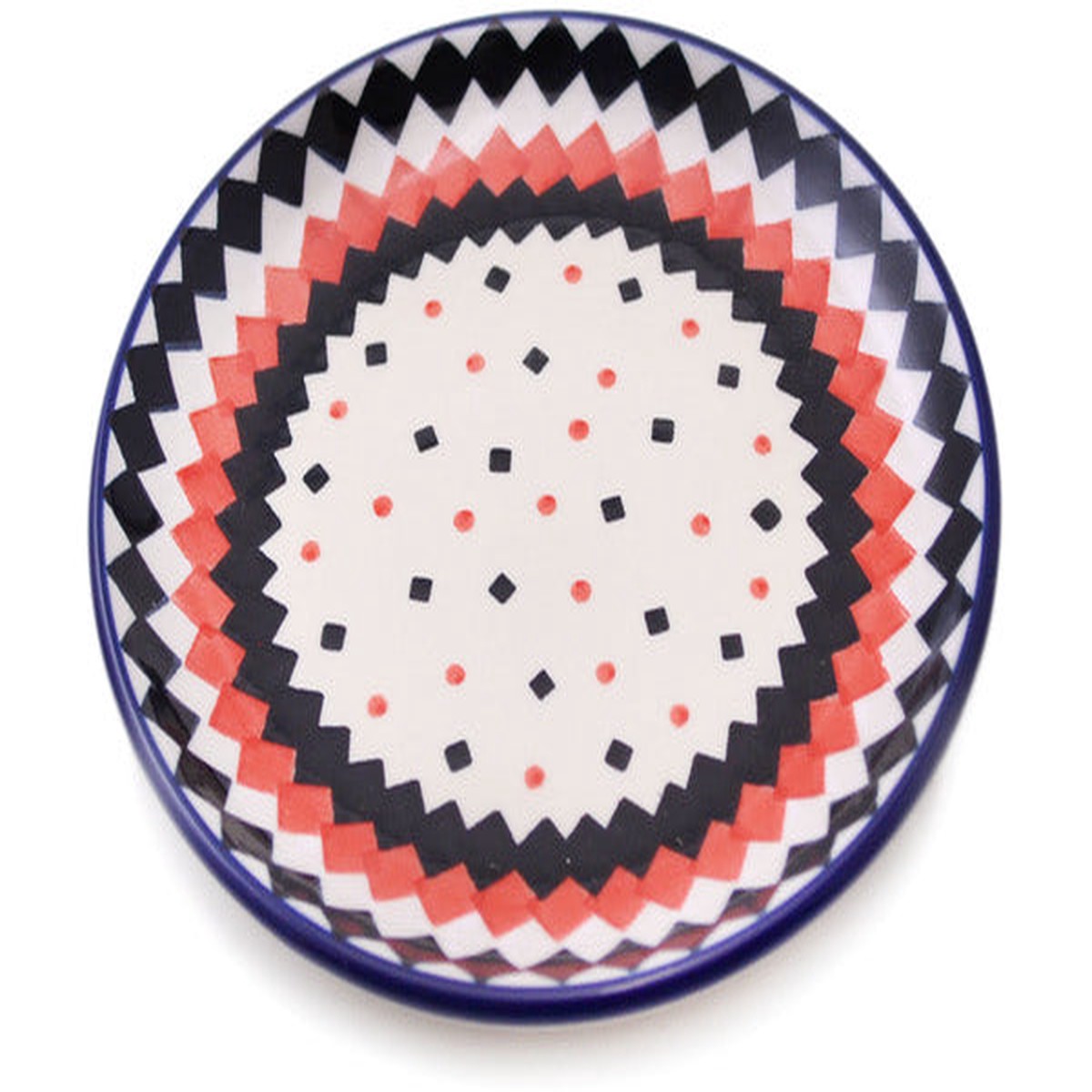 Polish Pottery Toast Plate Geometric Contrast